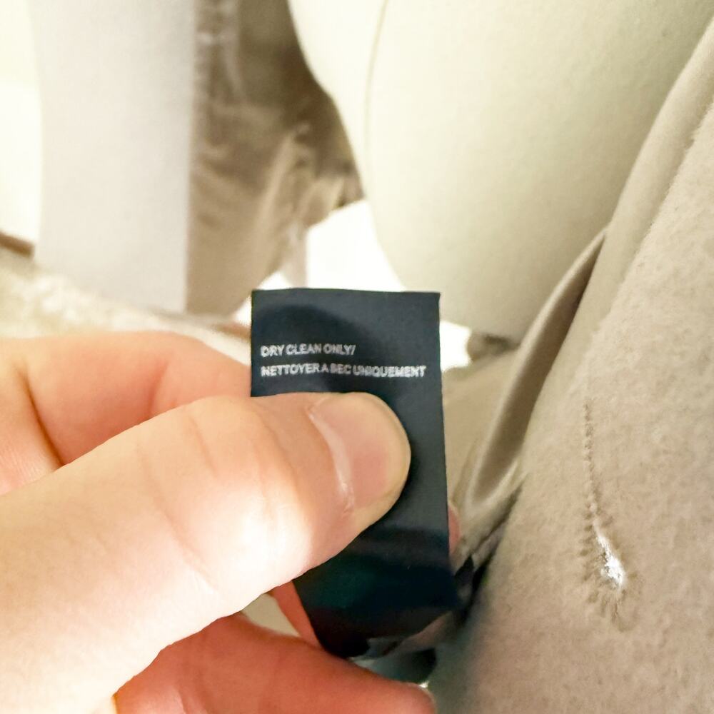 Sofia Cashmere Taupe Wool Overcoat with Shearling Fur Collar Size 6 Belted Waist - Picture 7 of 10